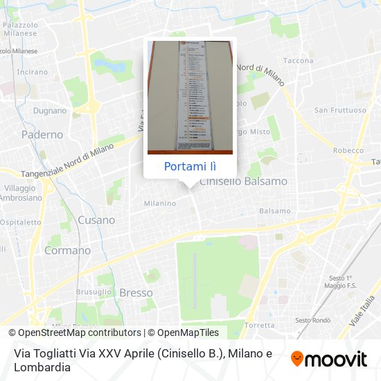 Mappa Via Togliatti Via XXV Aprile (Cinisello B.)