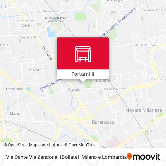 Mappa Via Dante Via Zandonai (Bollate)