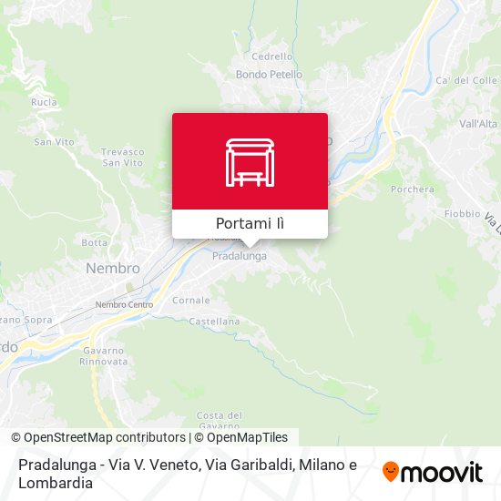 Mappa Pradalunga - Via V. Veneto, Via Garibaldi
