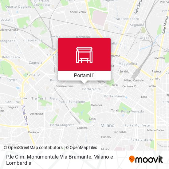Mappa P.le Cim. Monumentale Via Bramante