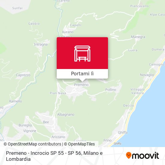 Mappa Premeno - Incrocio SP 55 - SP 56