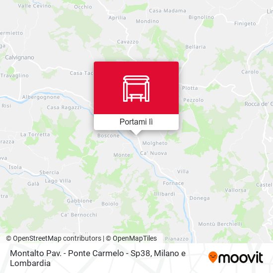 Mappa Montalto Pav. - Ponte Carmelo - Sp38