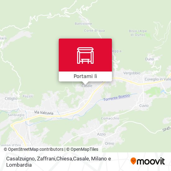 Mappa Casalzuigno, Zaffrani,Chiesa,Casale