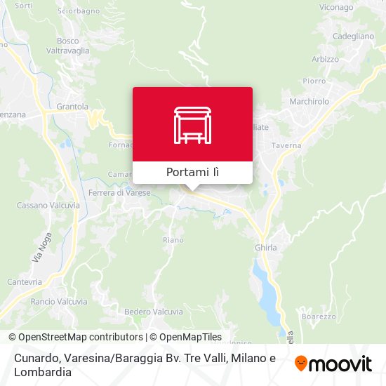 Mappa Cunardo, Varesina / Baraggia Bv. Tre Valli