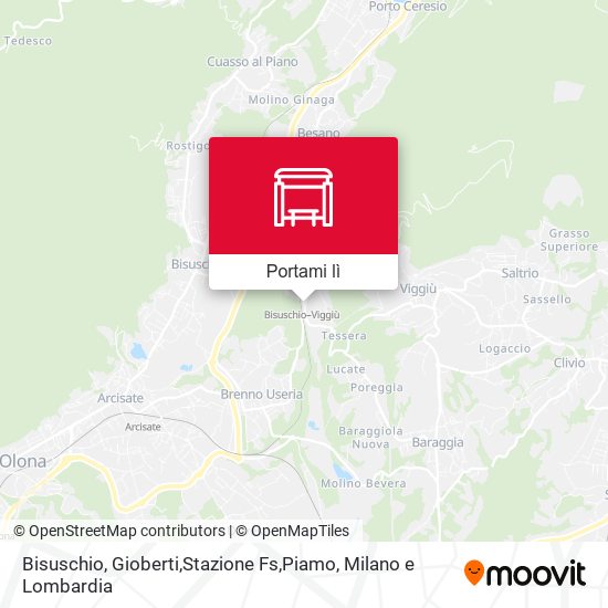 Mappa Bisuschio, Gioberti,Stazione Fs,Piamo