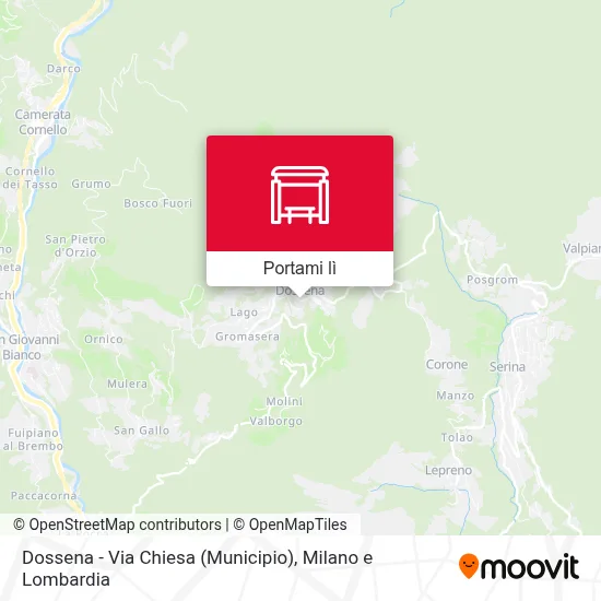 Mappa Dossena - Via Chiesa (Municipio)