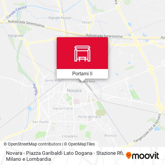 Mappa Novara - Piazza Garibaldi Lato Dogana - Stazione Rfi
