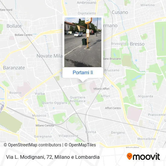 Mappa Via L. Modignani, 72
