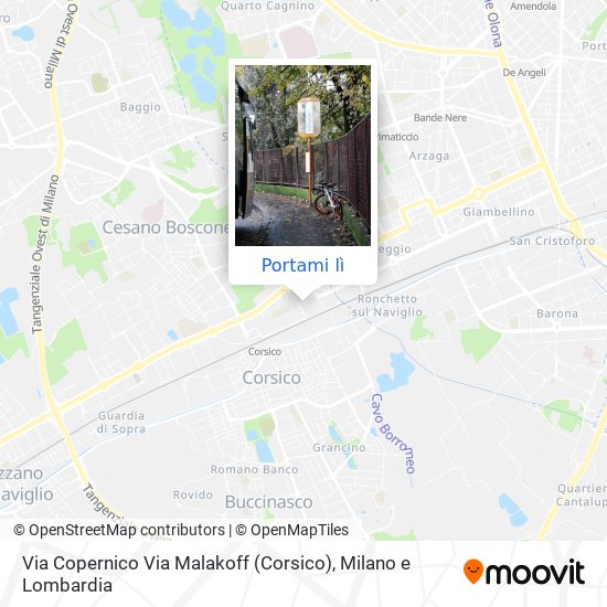 Mappa Via Copernico Via Malakoff (Corsico)