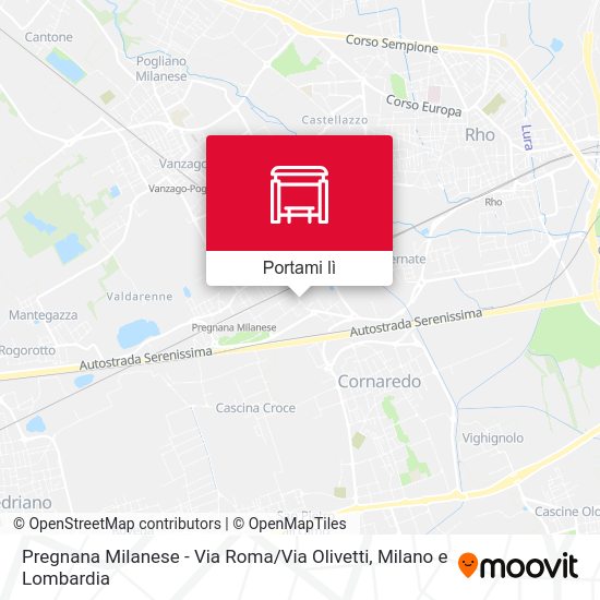 Mappa Pregnana Milanese -  Via Roma / Via Olivetti