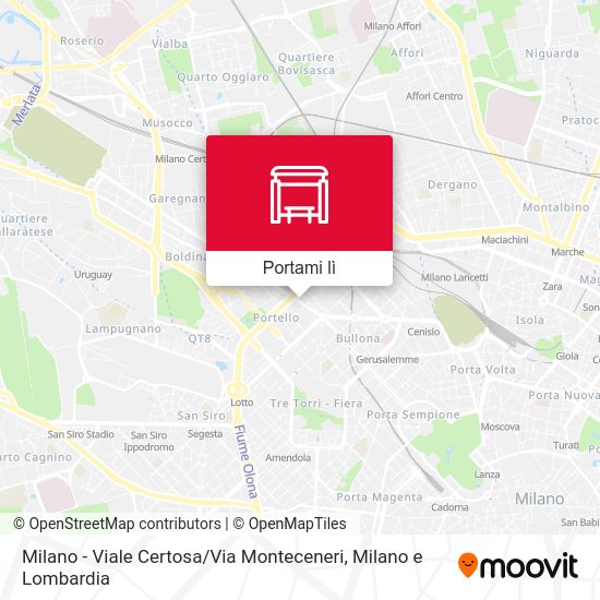 Mappa Milano -  Viale Certosa / Via Monteceneri
