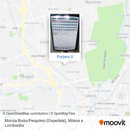 Mappa Monza Boito / Pergolesi (Ospedale)