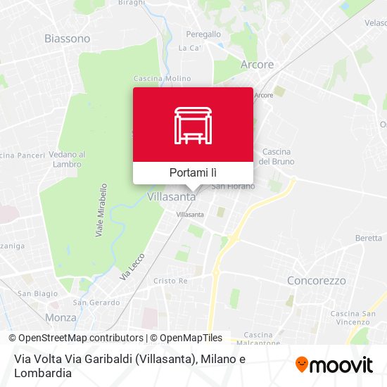 Mappa Via Volta Via Garibaldi (Villasanta)