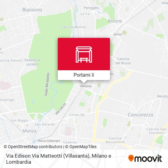 Mappa Via Edison Via Matteotti (Villasanta)