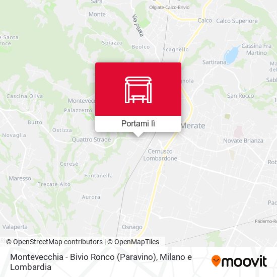 Mappa Montevecchia - Bivio Ronco (Paravino)