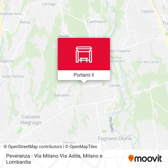 Mappa Peveranza - Via Milano Via Adda