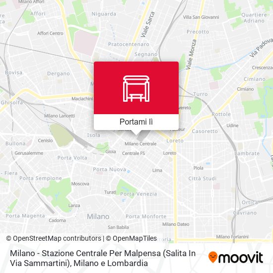 Mappa Milano - Stazione Centrale Per Malpensa (Salita In Via Sammartini)