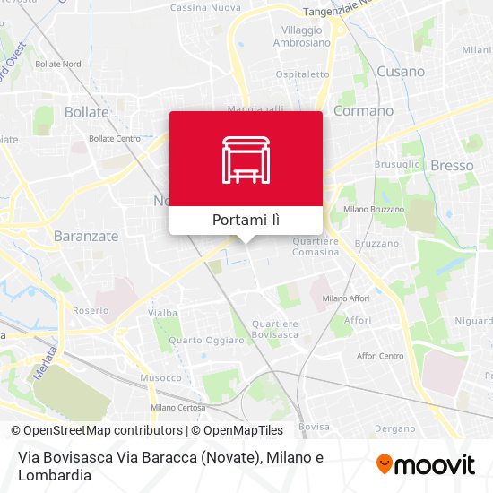 Mappa Via Bovisasca Via Baracca (Novate)