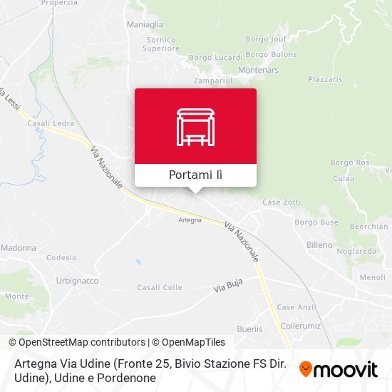 Mappa Artegna Via Udine (Fronte 25, Bivio Stazione FS Dir. Udine)