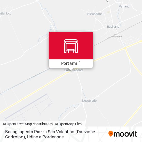 Mappa Basagliapenta Piazza San Valentino (Direzione Codroipo)