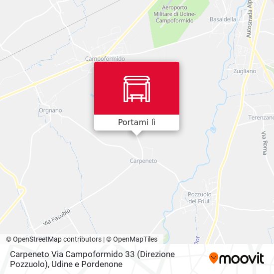 Mappa Carpeneto Via Campoformido 33 (Direzione Pozzuolo)