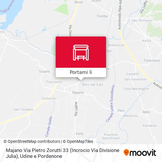 Mappa Majano Via Pietro Zorutti 33 (Incrocio Via Divisione Julia)