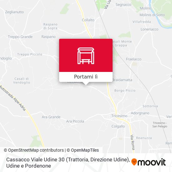 Mappa Cassacco Viale Udine 30 (Trattoria, Direzione Udine)