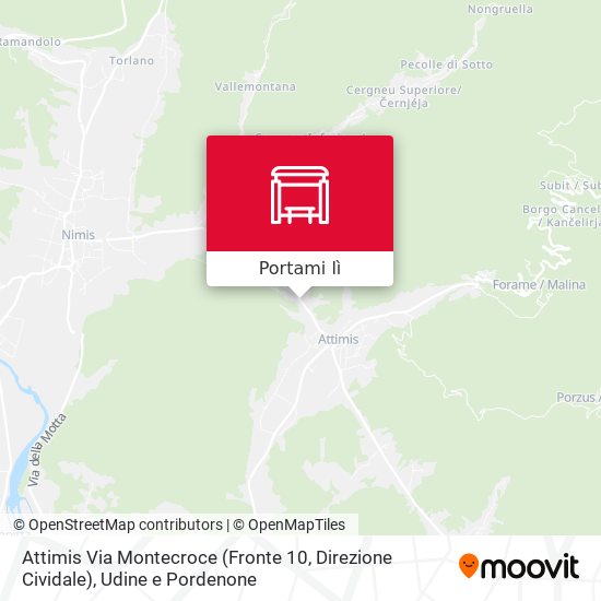 Mappa Attimis Via Montecroce (Fronte 10, Direzione Cividale)