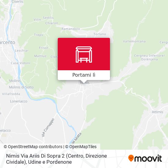 Mappa Nimis Via Ariis Di Sopra 2 (Centro, Direzione Cividale)