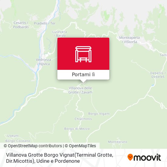 Mappa Villanova Grotte Borgo Vignat(Terminal Grotte, Dir.Micottis)