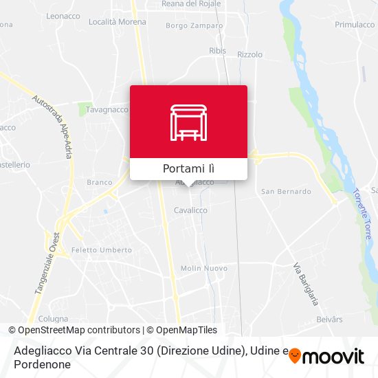 Mappa Adegliacco Via Centrale 30 (Direzione Udine)