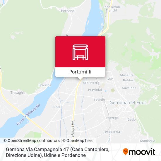 Mappa Gemona Via Campagnola 47 (Casa Cantoniera, Direzione Udine)