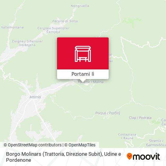 Mappa Borgo Molinars (Trattoria, Direzione Subit)