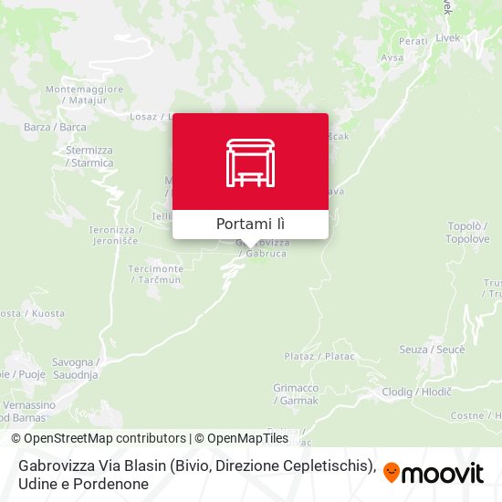 Mappa Gabrovizza Via Blasin (Bivio, Direzione Cepletischis)