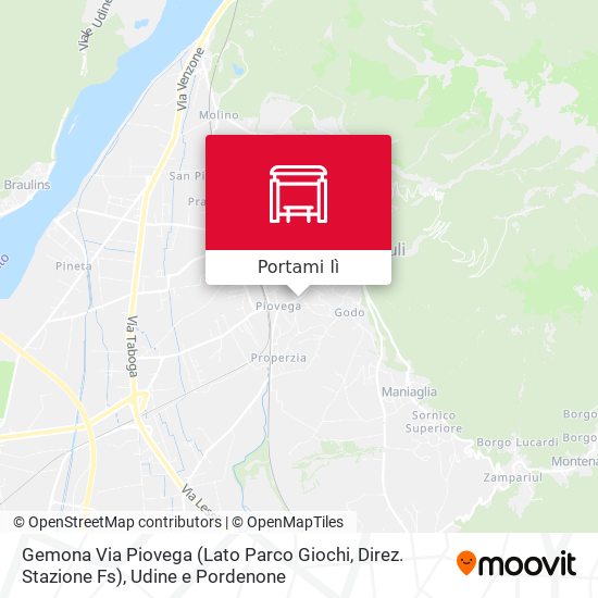 Mappa Gemona Via Piovega (Lato Parco Giochi, Direz. Stazione Fs)