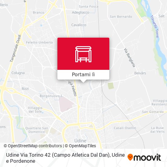 Mappa Udine Via Torino 42 (Campo Atletica Dal Dan)