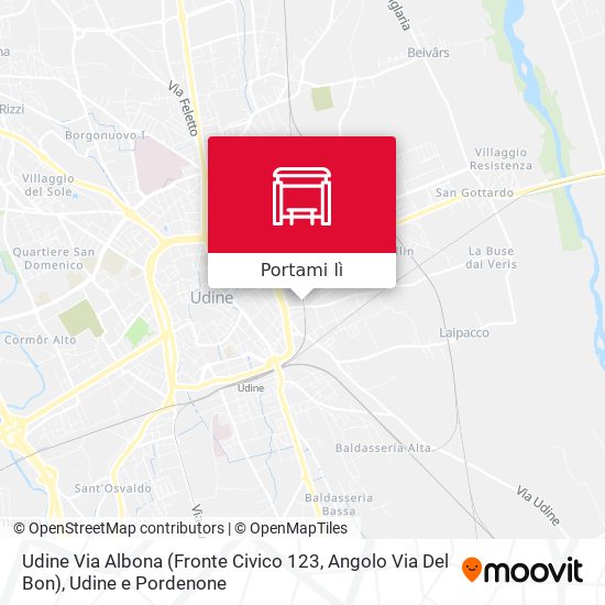 Mappa Udine Via Albona (Fronte Civico 123, Angolo Via Del Bon)