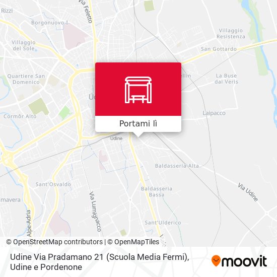 Mappa Udine Via Pradamano 21 (Scuola Media Fermi)