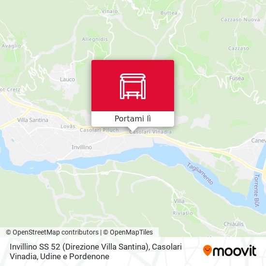Mappa Invillino SS 52 (Direzione Villa Santina), Casolari Vinadia