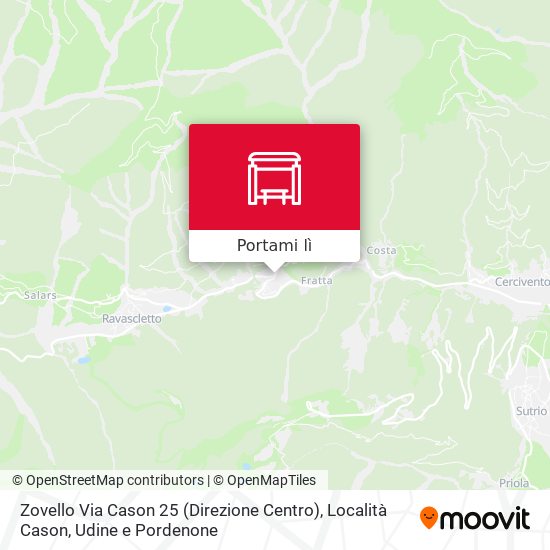 Mappa Zovello Via Cason 25 (Direzione Centro), Località Cason