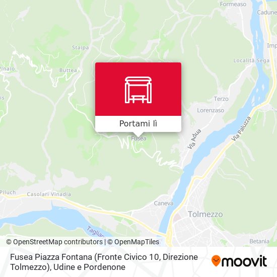 Mappa Fusea Piazza Fontana (Fronte Civico 10, Direzione Tolmezzo)
