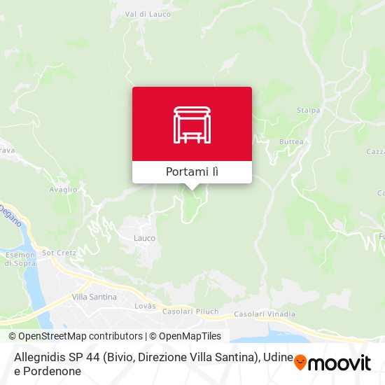 Mappa Allegnidis SP 44 (Bivio, Direzione Villa Santina)