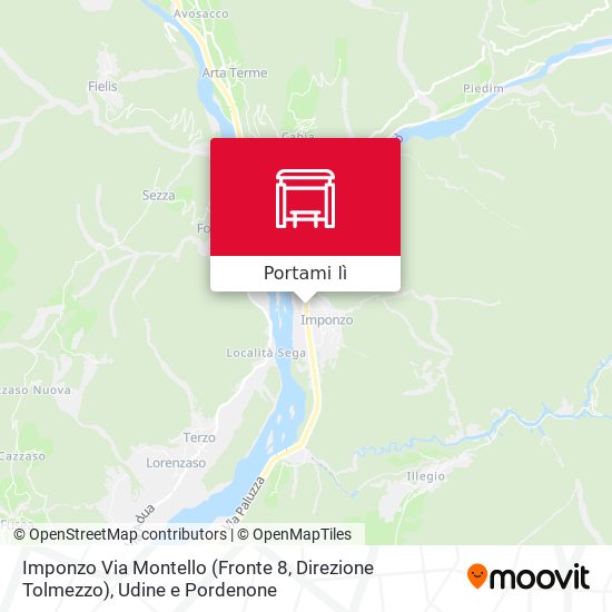 Mappa Imponzo Via Montello (Fronte 8, Direzione Tolmezzo)