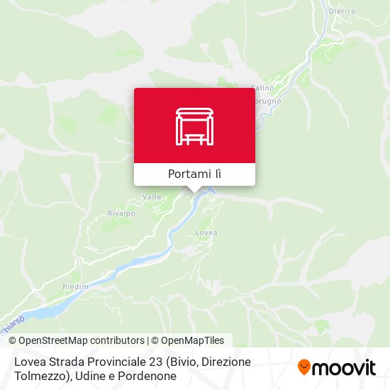 Mappa Lovea Strada Provinciale 23 (Bivio, Direzione Tolmezzo)
