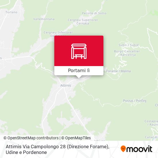 Mappa Attimis Via Campolongo 28 (Direzione Forame)