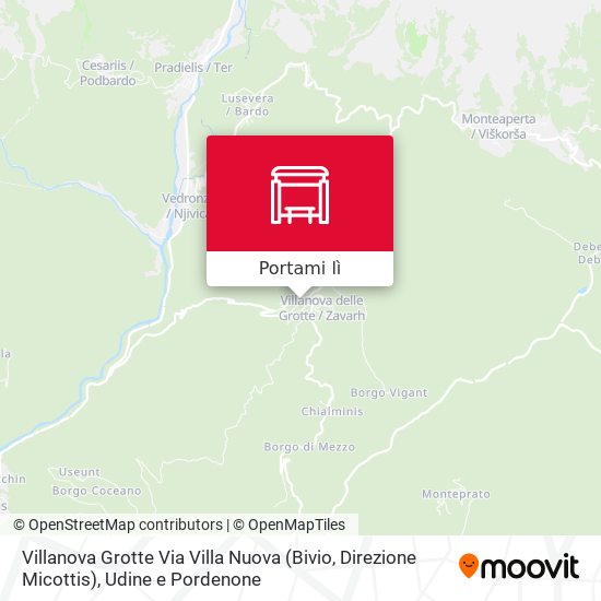 Mappa Villanova Grotte Via Villa Nuova (Bivio, Direzione Micottis)