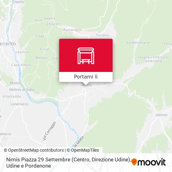 Mappa Nimis Piazza 29 Settembre (Centro, Direzione Udine)