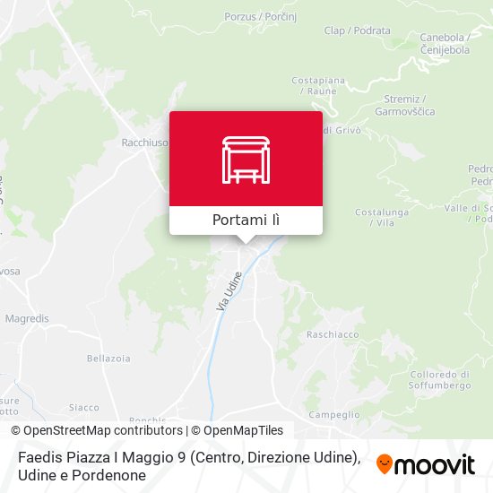 Mappa Faedis Piazza I Maggio 9 (Centro, Direzione Udine)