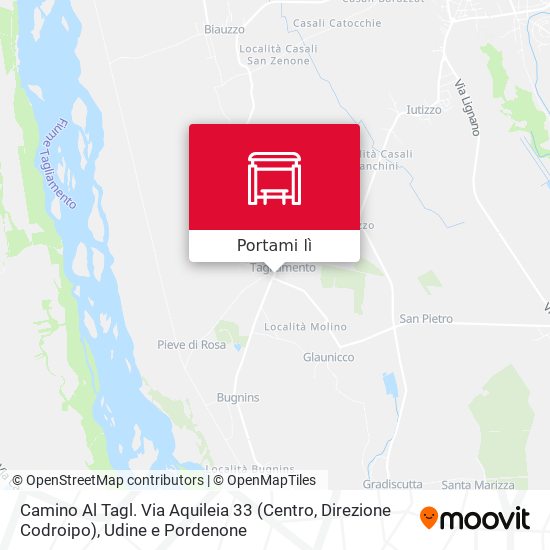 Mappa Camino Al Tagl. Via Aquileia 33 (Centro, Direzione Codroipo)
