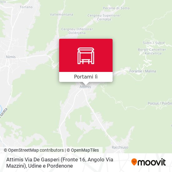 Mappa Attimis Via De Gasperi (Fronte 16, Angolo Via Mazzini)